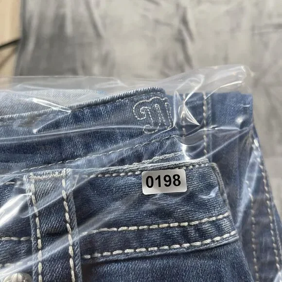 Miss Me Skinny Jeans Womens 31 Blue Medium Wash Embroidered Sequin Fringe - Picture 11 of 11